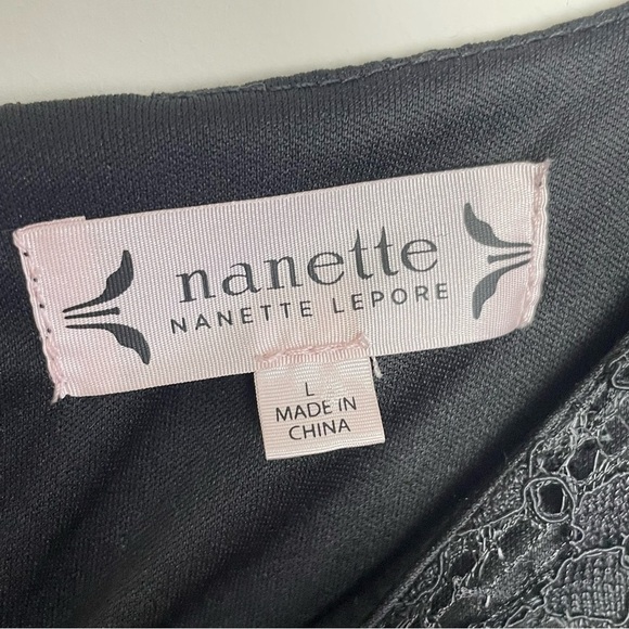 Nanette Black Sheer Lace Bell Ruffled Sleeves Scoop Neck Blouse in Large - Picture 10 of 13